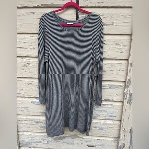 J Jill Striped Soft Stretch Knit Minimalist Casual Midi Dress Tunic XL